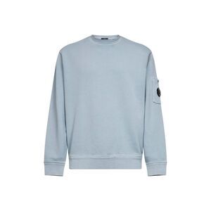 Cp Company Men Light Blue Diagonal Cotton Fleece Lens Crewneck Sweatshirt